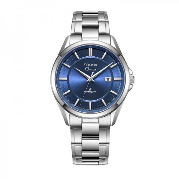 Alexandre Christie AC 8675 Silver Blue Man Datejust MDBSSBU